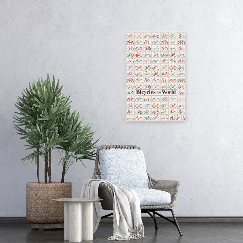Bicyclettes du monde rétro, art mural rétro, 24" H x 16" W