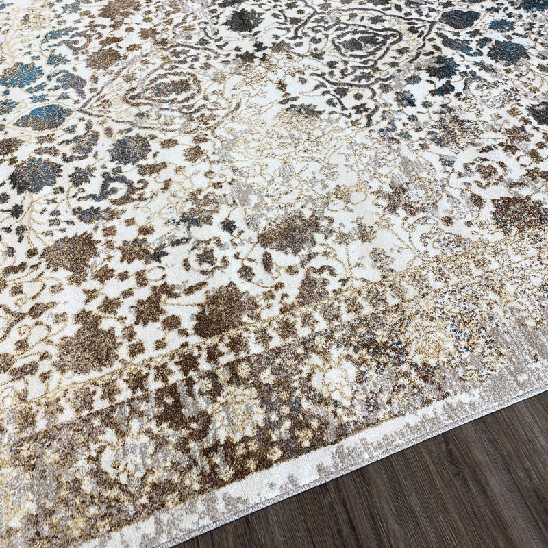 Tapis à motif oriental crème, Rectangle 6 pi x 9 pi