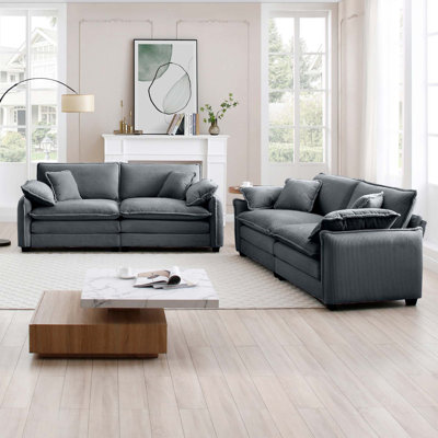 Ensemble de salon moderne avec canapé 2 pièces, causeuse et canapé rembourrés 2 pièces pour salon de bureau à domicile, ensemble de canapé 2 pièces