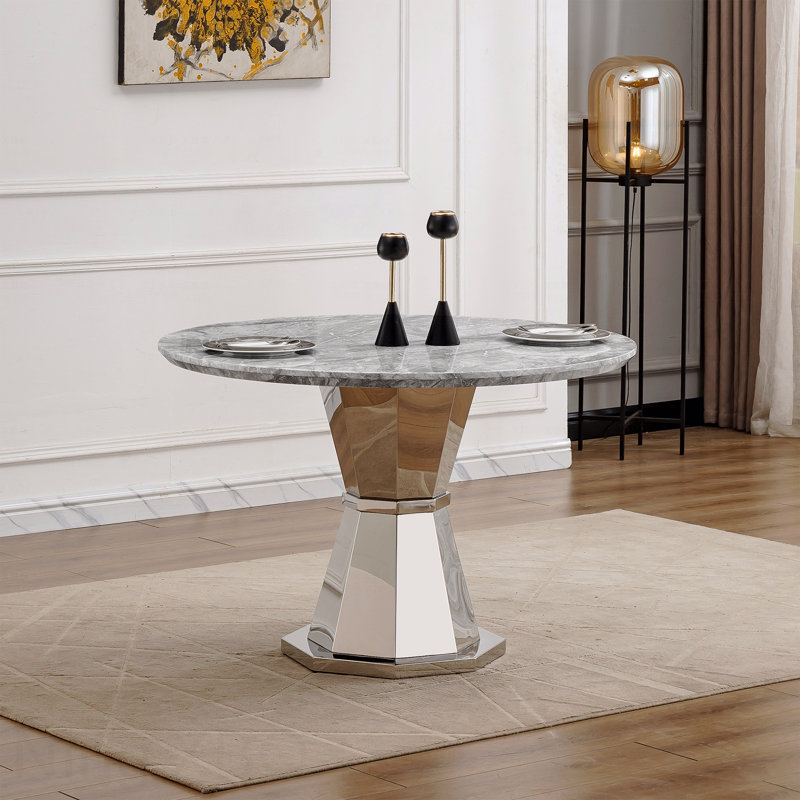 Table de salle à manger 47 po, Argent argent, Gris