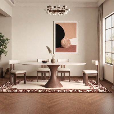 Sintered stone slim waist dining table set