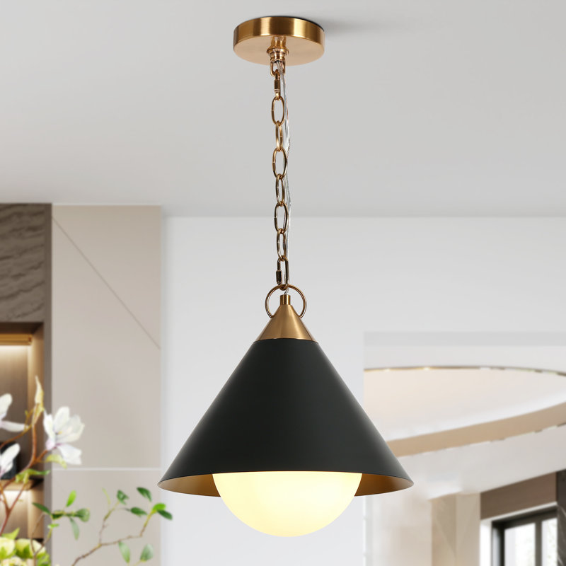 Luminaire suspendu conique moderne 1 lumière noir Tilda certifié UL