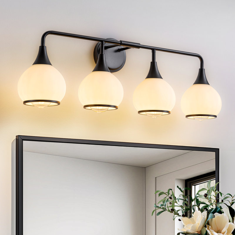 Lupe Bathroom Dimmable Vanity Light, Black, 4, White
