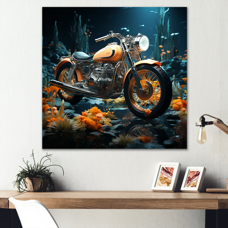 «Rustic Motocyle Bike Memory» sur toile, H 24 po x l 24 po x P 1 po, Toile tendue