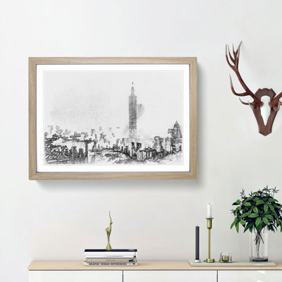 Taipei City Skyline in Taiwan in Abstract - Picture Frame Graphic Art Print