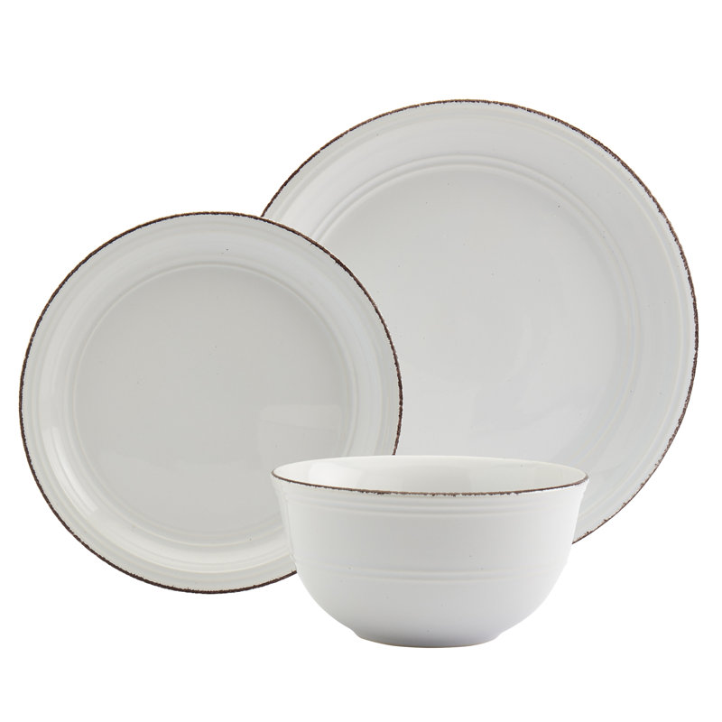 White Ceramic 12-Piece Dinnerware Set with Glossy Finish