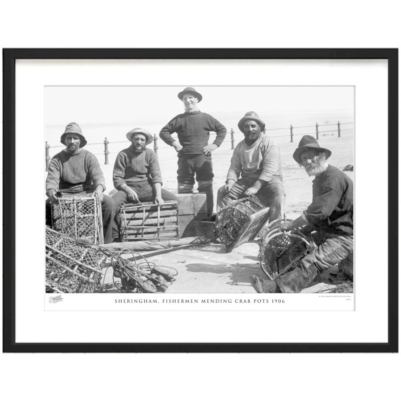Sheringham, Fishermen Mending Crab Pots 1906 by Francis Frith - Single Picture Frame Print, 60cm H x 80cm W x 2.3cm D