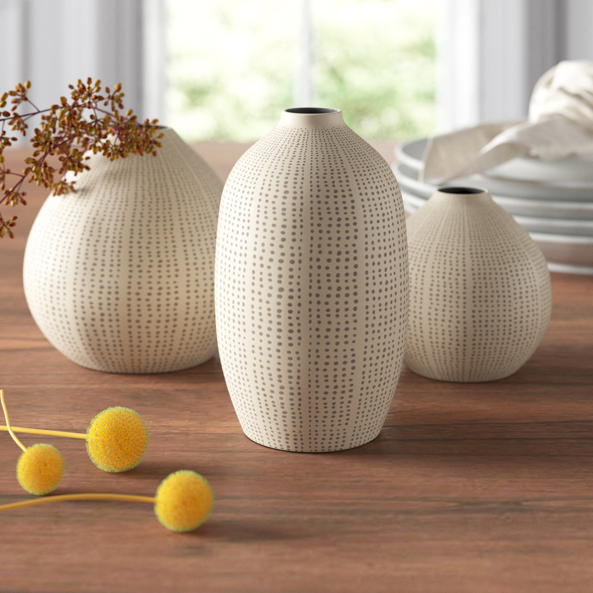 Joss & Main Ilma Handmade Stoneware Vase Set of 3