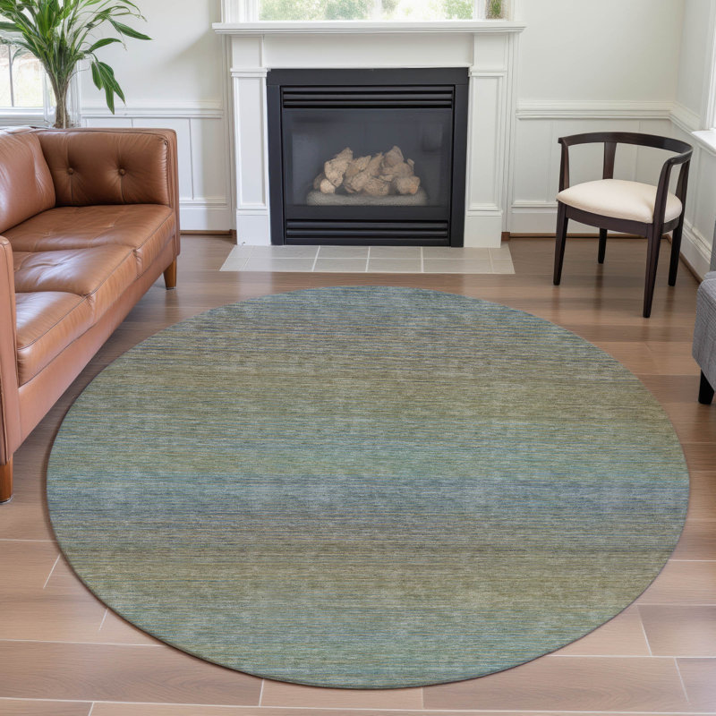 Premium Machine Washable Barry AMF1291 Stripes Rug, Round 8'