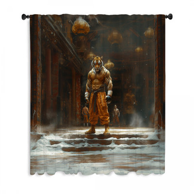 Warrior Tiger Window Curtains, Fantasy Blockout & Sheer Curtains - 1 Panel