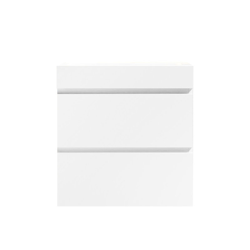 Lavabo intégré contemporain à surface solide en blanc brillant - Ajoute du luxe au drain et au robinet de salle de bain non fournis avec un look moderne et inclus