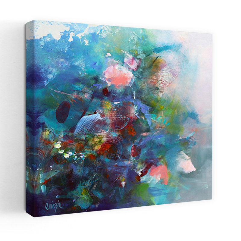 Plantes grimpantes, art contemporain abstrait, H 18 po x l 18 po