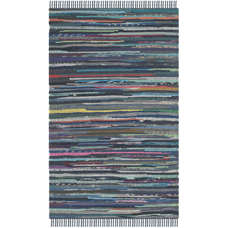 Feliciano Rag Rug Hand Woven Cotton Abstract Rug, Rectangle 3' x 5'