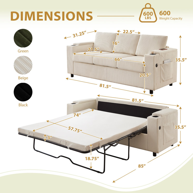 Grand canapé-lit gigogne, Beige