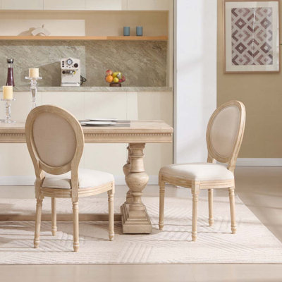 French Upholstered Dining Chair with Round Back
