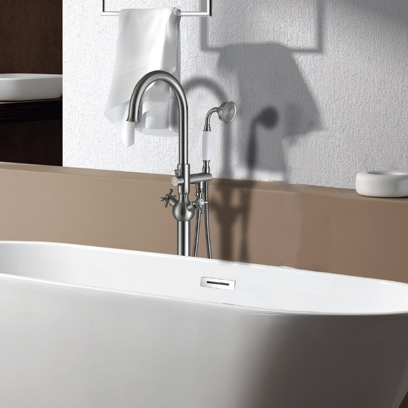 Robinet de baignoire à fixation au sol avec inverseur et douchette Boyden