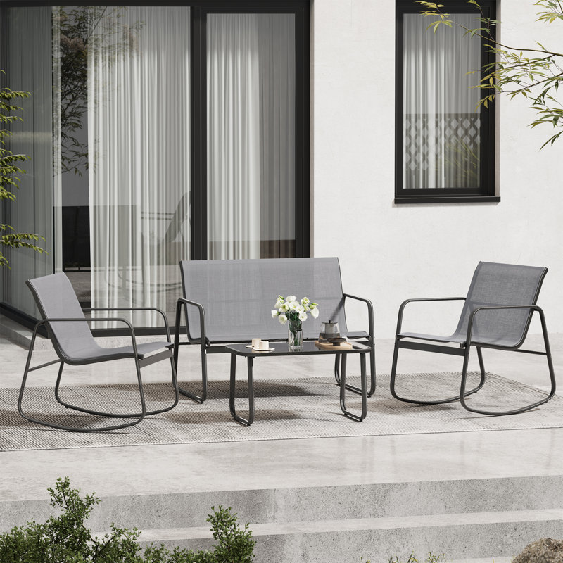 Charisa 4 - Person Outdoor Seating Group, Gray
