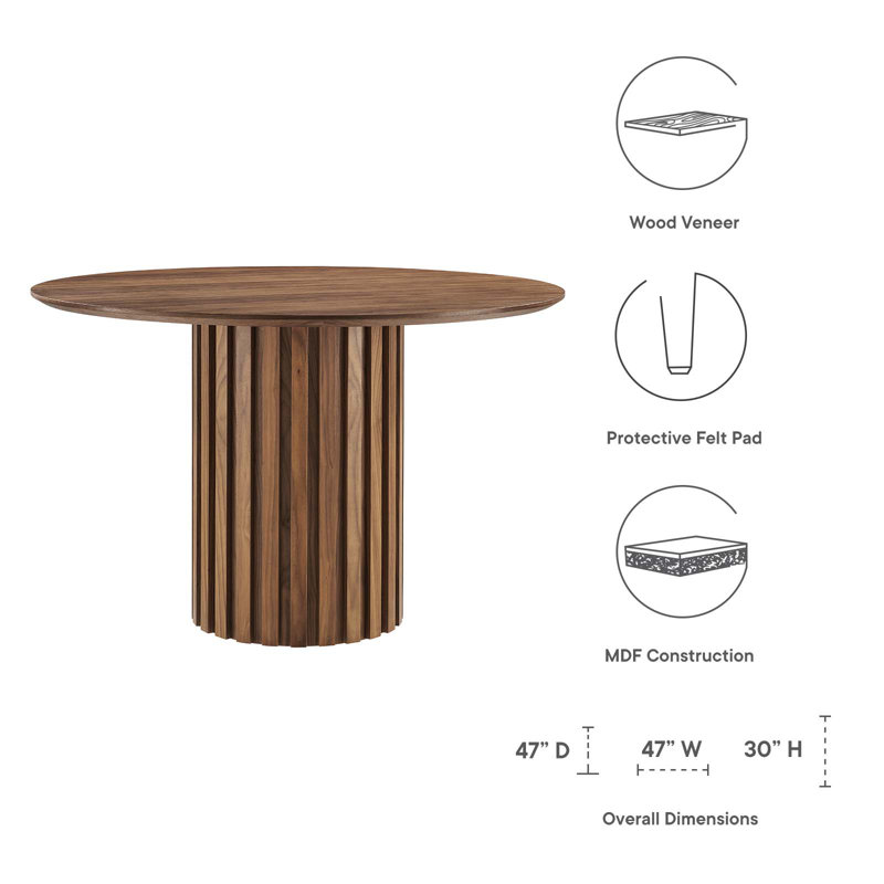 Senja 47" Round Walnut Mid-century Modern Dining Table