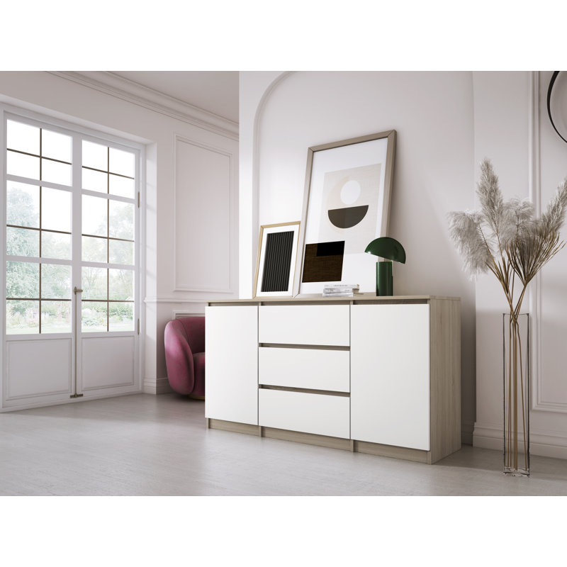 3 - Drawer Chest of Drawers, Sonoma oak/White