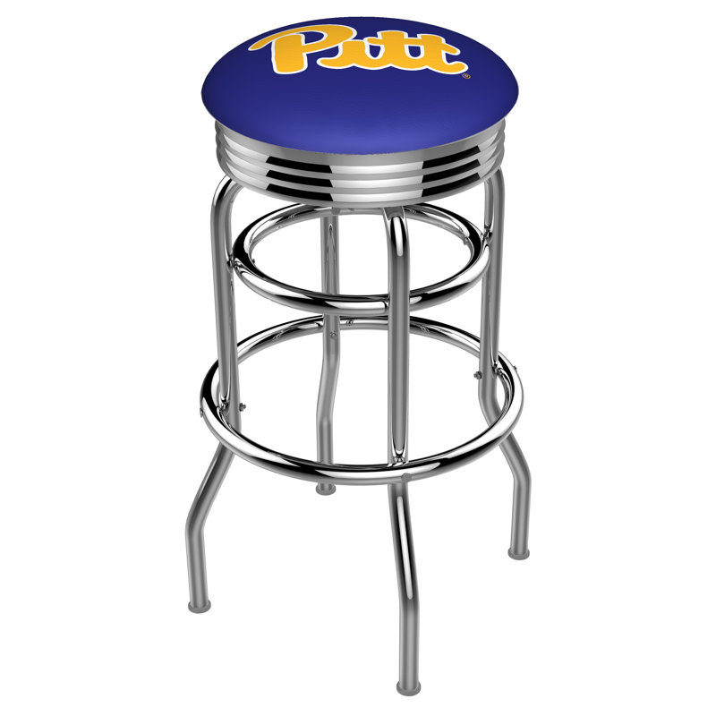 Tabouret de bar Logo Series, Tabouret de bar d'une hauteur de siège de 30 po, Double anneau chromé, Université de Pittsburgh