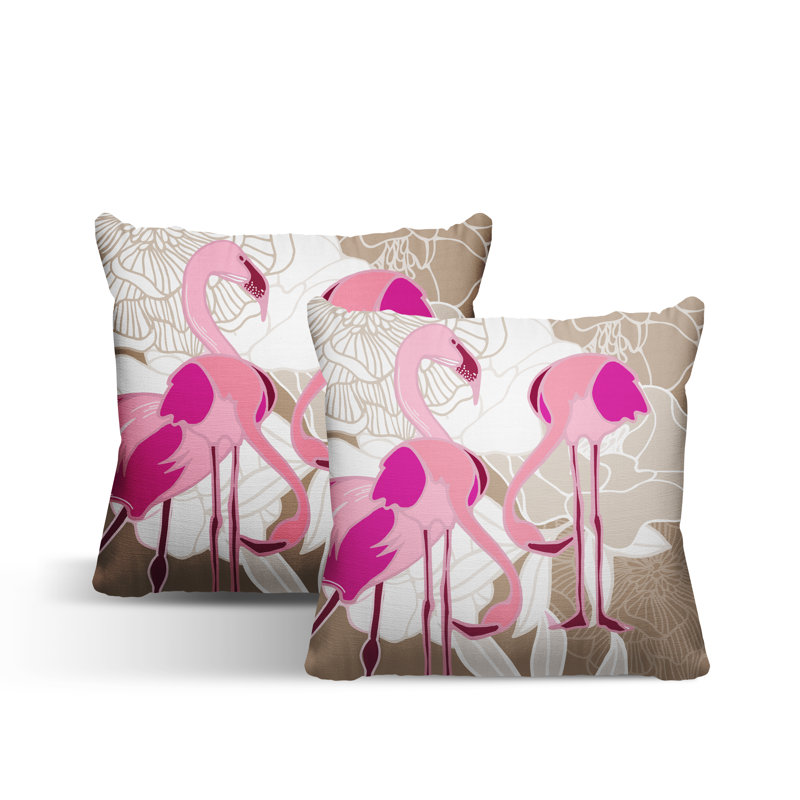 Outdoor Reversible Throw Pillow, Beige/Pink, 17W" x 17H"