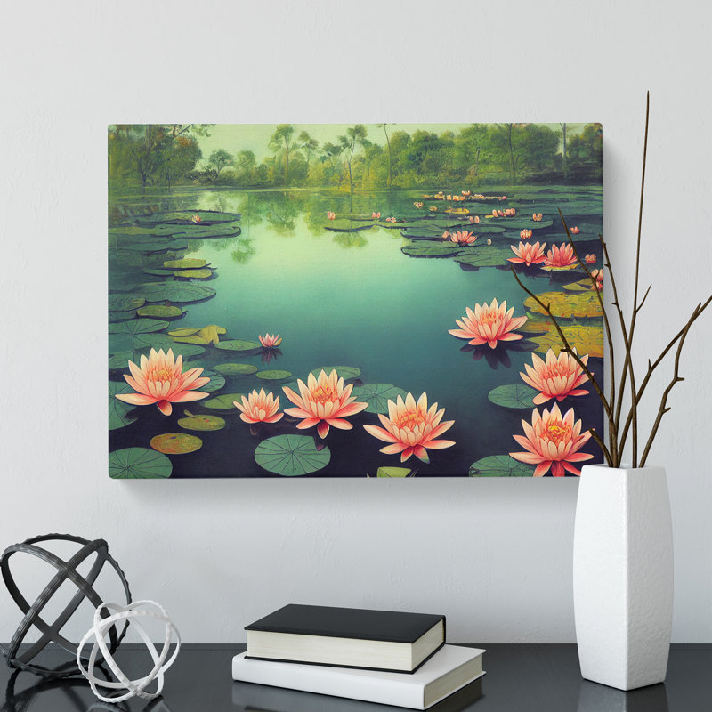 Exclusive Water Lily Pond - Wrapped Canvas, 50cm H x 76cm W x 3cm D