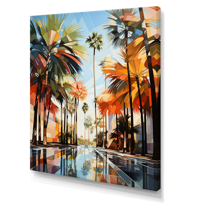 Palmiers à Miami - art mural sur toile florale, H 20 po x l 12 po x P 1 po, Toile tendue