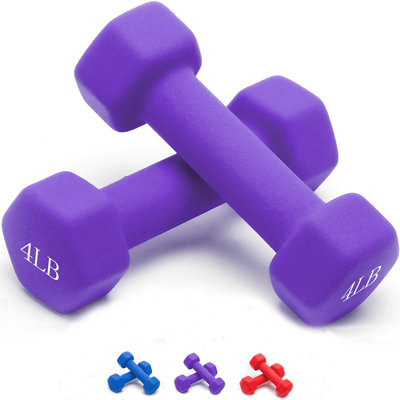 2 Pcs Dip coating Neoprene Dumbbell Hand Weights for Exercise and Muscle Toning, Purple 3LBS