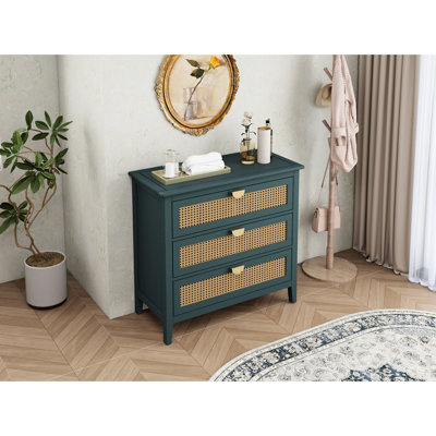 Natural 3 Drawer Cabinet Shade - Furniture For Bedroom, Living Room, Study. 100lb Load Capacity. Convenient Metal Handle, Graceful Wood Grain, Termite