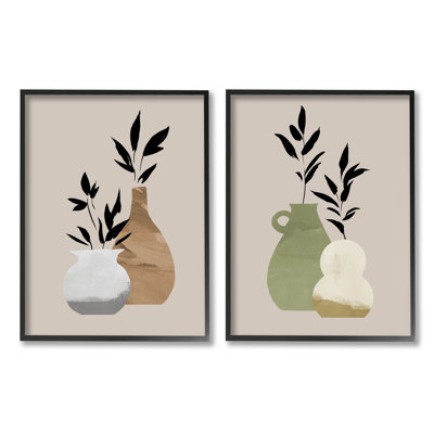" Modern Ikebana Plant Vases " by Jacob Green 2 - Pieces Painting Print