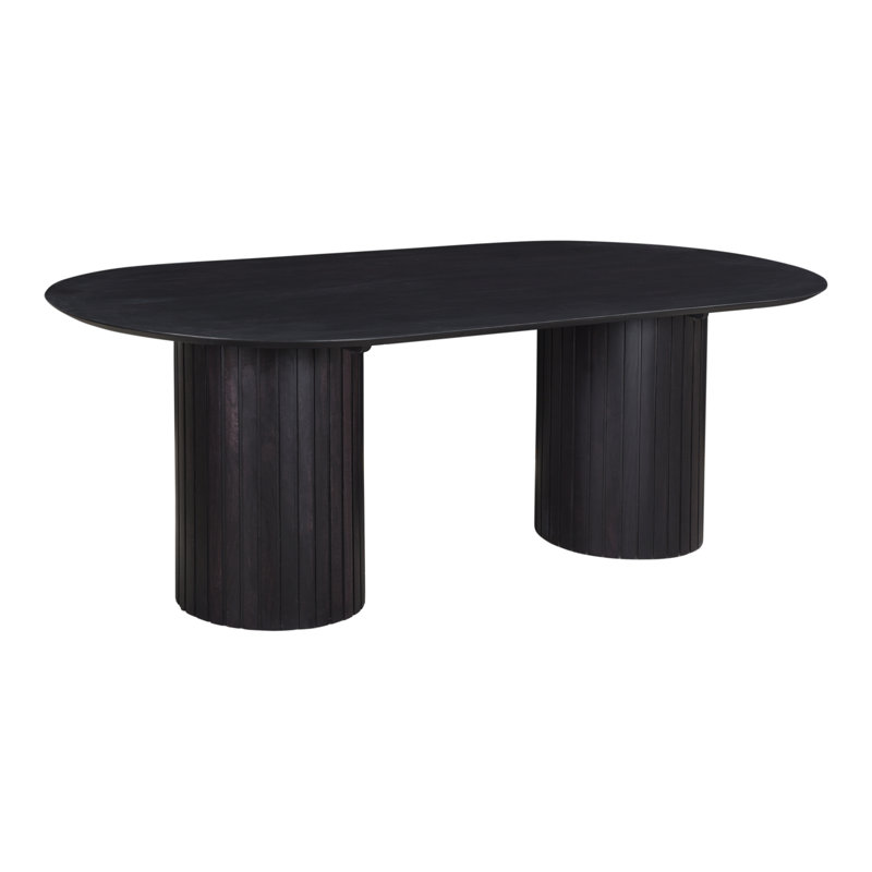 Oval Solid Wood Dining Table, Black