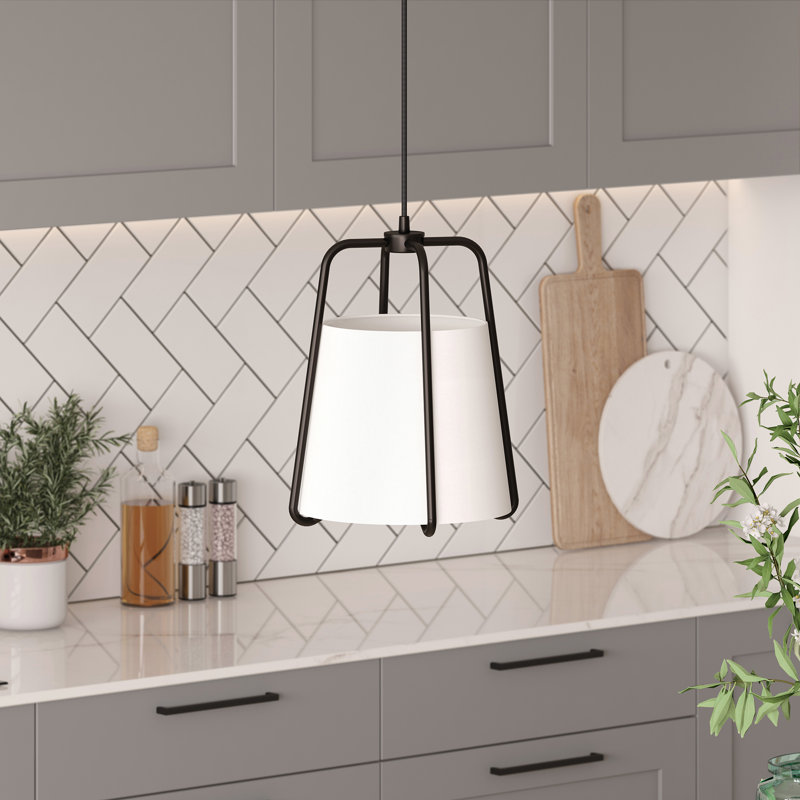 Luminaire suspendu conique 1 lumière Shaunelle, Noir, noir, noir, noir