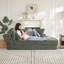 Canapé-lit et fauteuil inclinable semi-circulaire 2 en 1 en velours côtelé de 78,5 pouces avec oreiller cervical et 5 coussins décoratifs