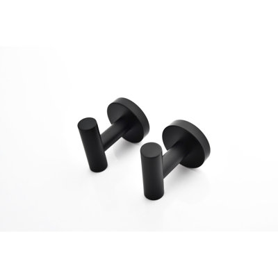 Bathroom Towel Hook No Drill Wall Mount 304 Stainless Steel Matt Black 6 For Laundry And Shower Robe