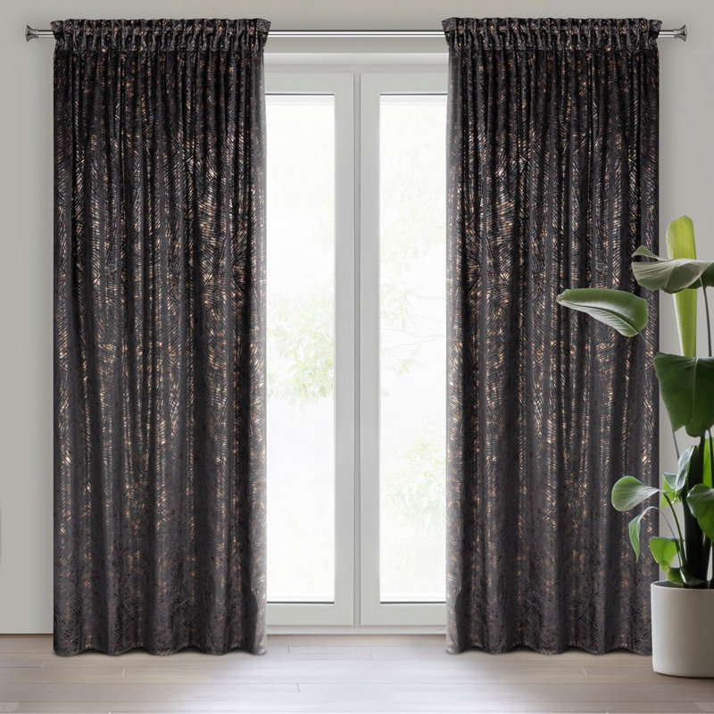 Lillibridge 100% Polyester Blackout Curtain Single Panel, Black