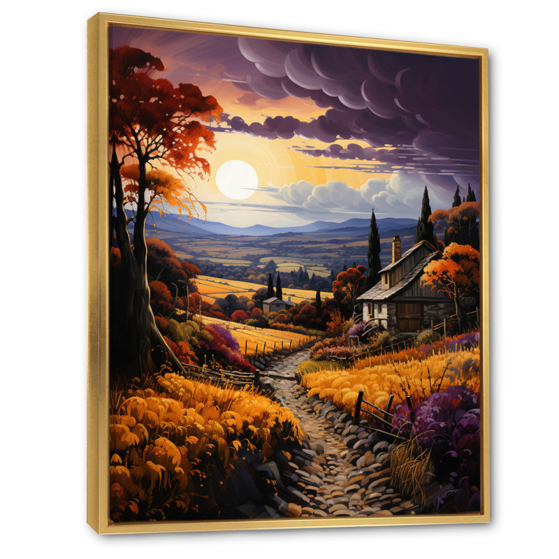 «Liliahna Countryside Bounteasant Vineyard», reproduction d'art sur toile, H 44 po x l 34 po x P 1,5 po, Cadre flottant doré