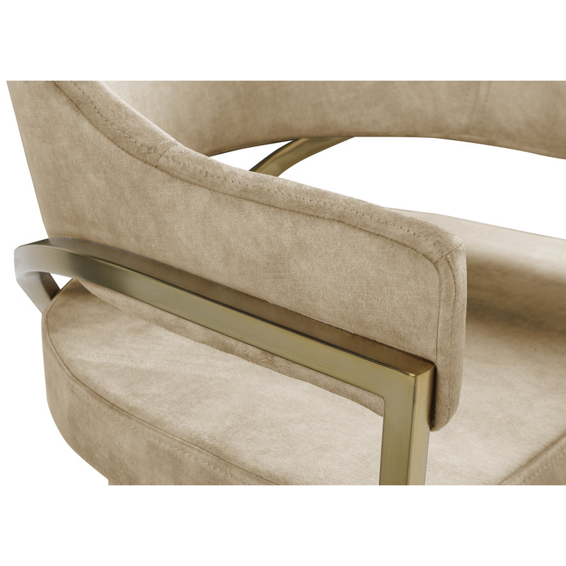 Kirsi Velvet Dining Chair, Beige Velvet, Gold