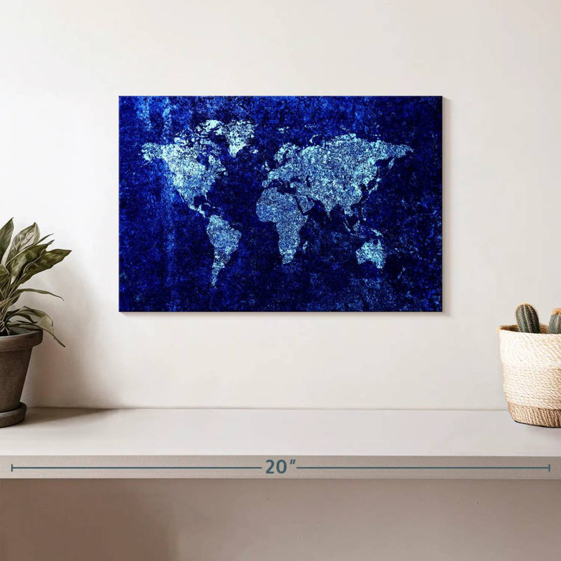 Carte du monde bleue fraîche Aliaz, H 8 po x l 12 po
