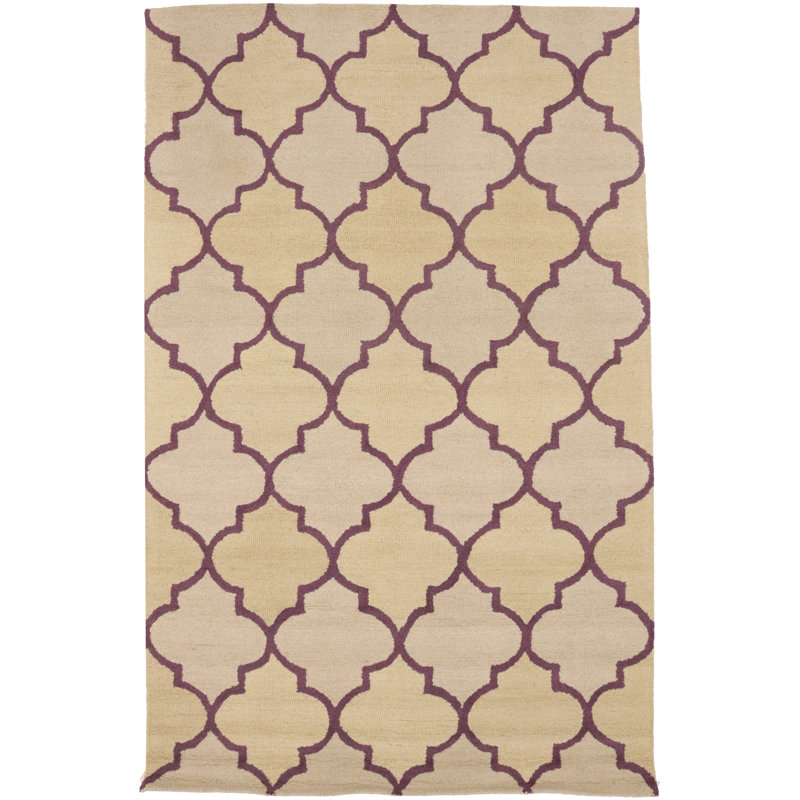Tapis en laine touffeté à la main Trellis - crème et mauve