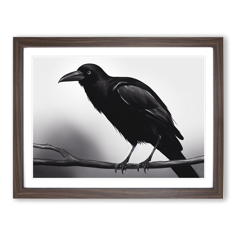 Cosmopolitan Crow Bird - Framed Print, 25cm H x 34cm W x 2cm D, Walnut