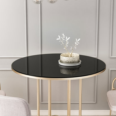 Plateau de table rond en verre trempé 36 pouces, verre noir, 1/4 po d'épaisseur, bord arrondi et poli