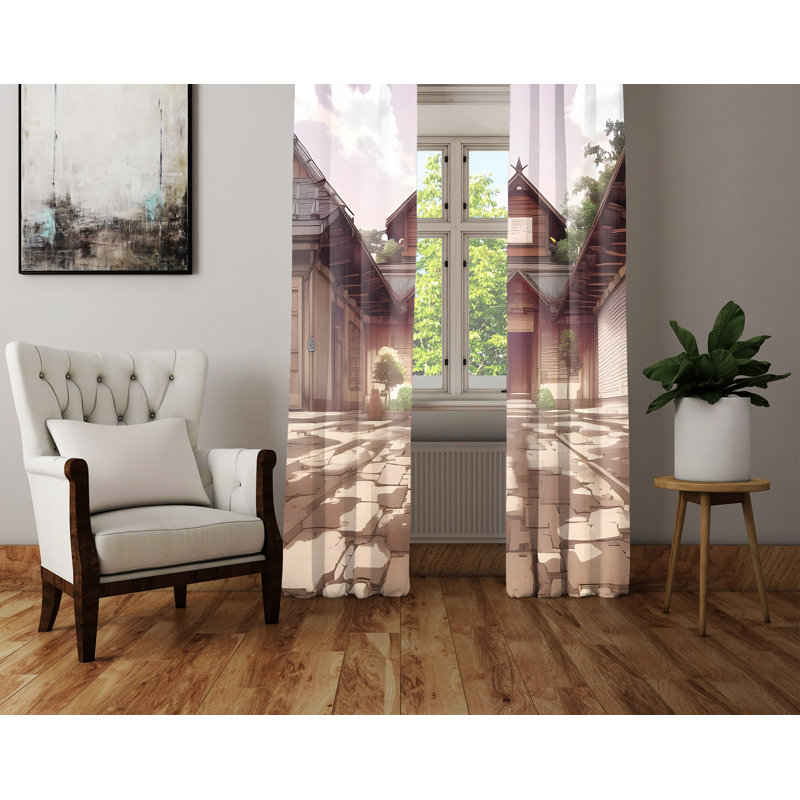 Paire de rideaux semi-transparents en polyester Dhiren, L 20 po x L 52 po