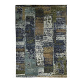 Hand-Knotted High-Quality Brown, Blue, and Green Area Rug