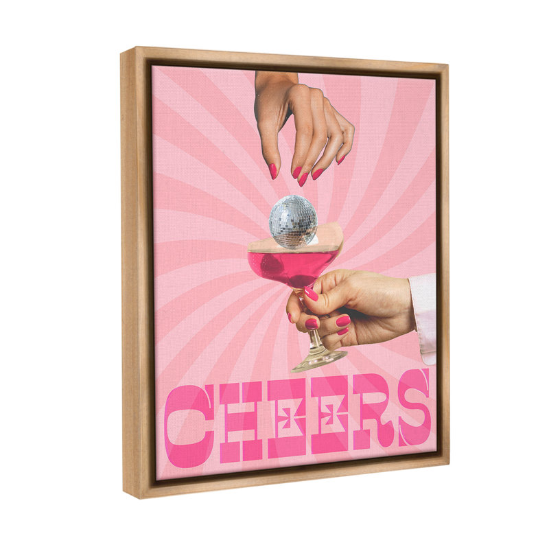 "Cheers Disco Drink Floater Frame" par Lil 'Rue sur toile, Cadre flottant orme Montalcino, H 31 po x l 25 po