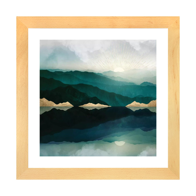 Waters Edge Reflection - Imprimé, H 24 po x l 24 po x p 1 po, Cadre papier naturel