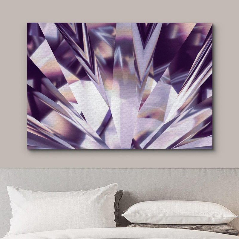 Marbre agate tranche glamour mauve cristal gemme photo moderne grande impression sur toile, H 32 po x l 48 po x P 1,5 po