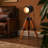Vintage Adjustable Tripod Spotlight Floor & Table Lamp, Industrial Steampunk Cinematic Accent Light with Swivel Head, Height Adjustable 20.87"–24.80", Wooden Base, E26 Bulb Compatible (Bulb Not Included)
