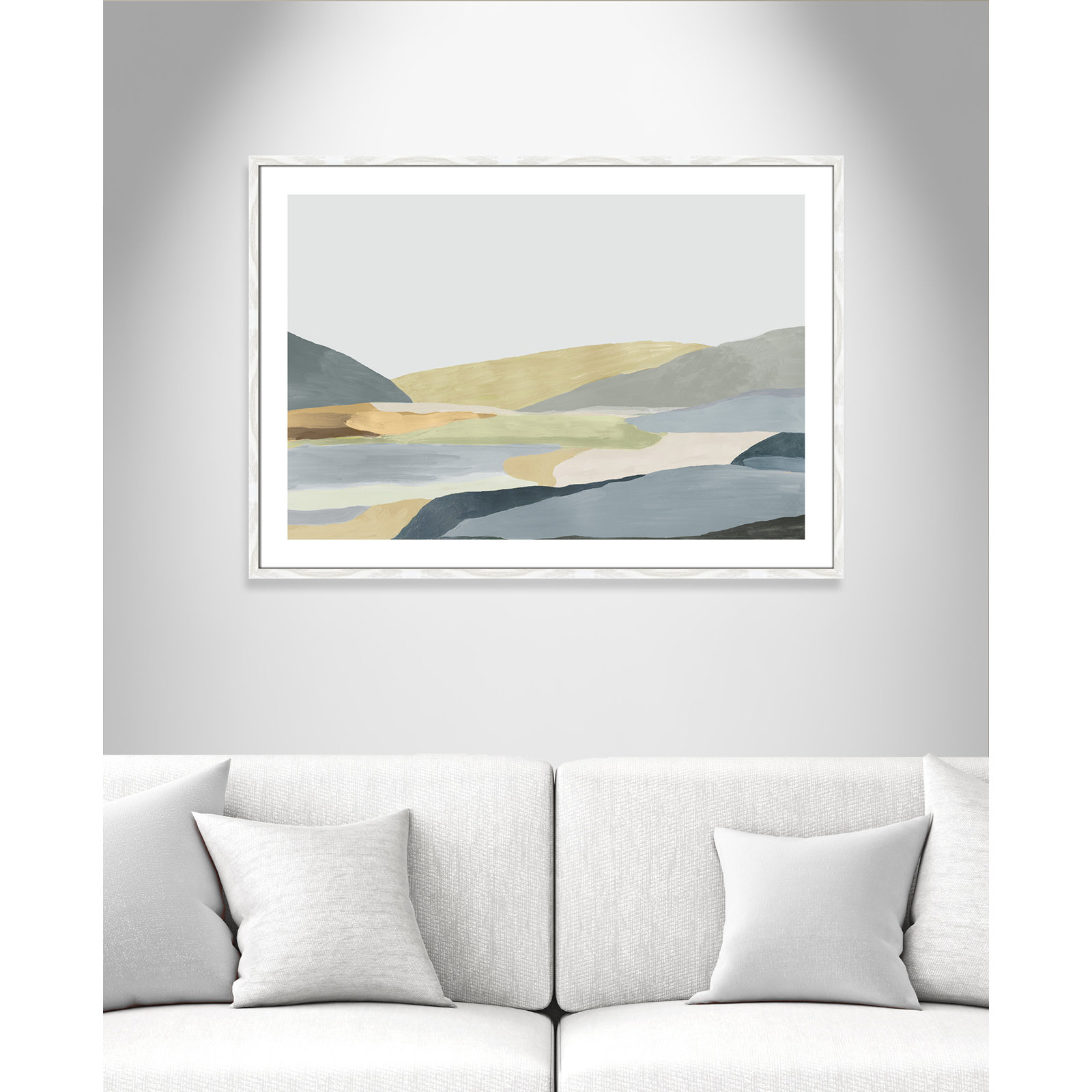 Blair "Warm Hills II" Painting, 29.5" H x 41.5" W x 0.75" D, White Framed Paper