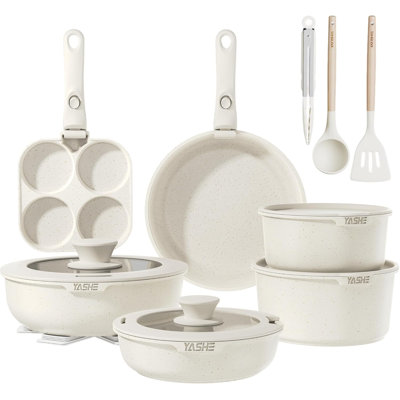 20-Piece Pots and Pans Sets with Removable Handles, Non-Stick Cookware Set