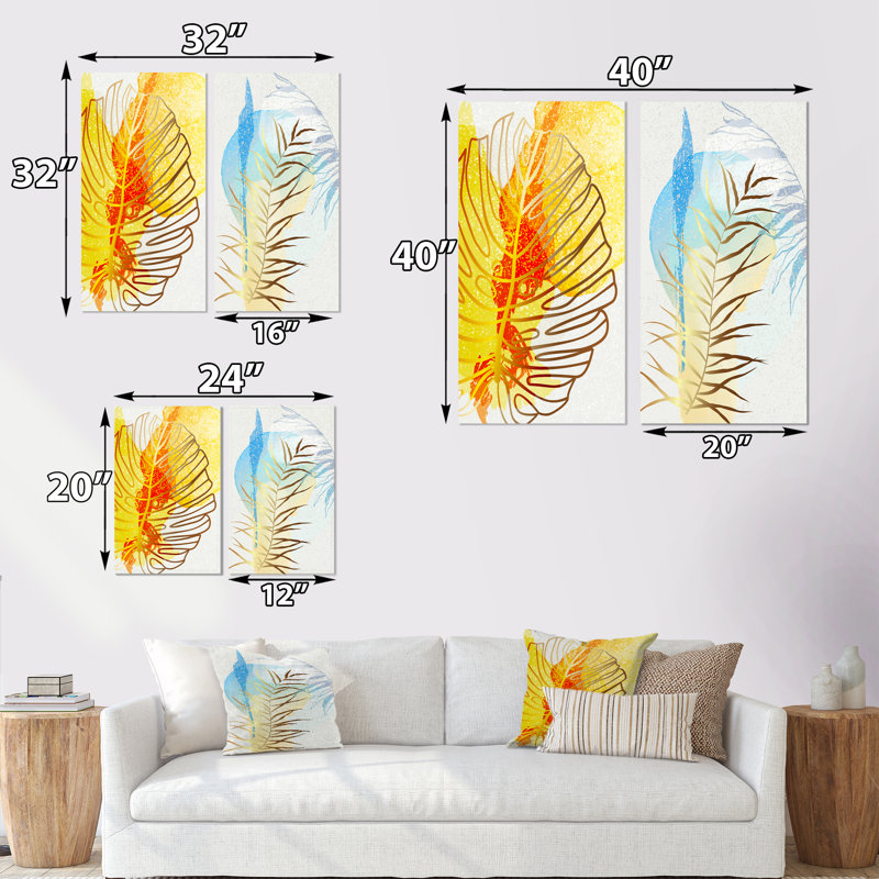 «Trendy Abstracts with Vibrant Organic Shapes IV», ensemble de 2 peintures, H 20 po x l 24 po x P 1 po, Toile tendue